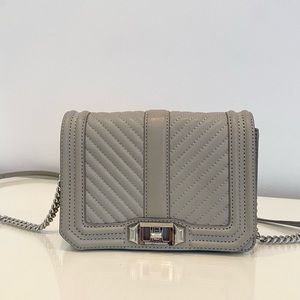 Rebecca Minkoff Chevron Quilted Small Love Crossbody (Grey)